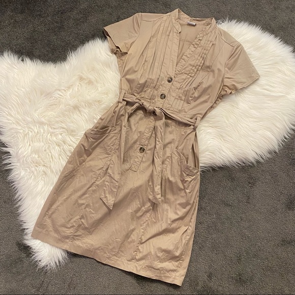 Beige Shirt Dress - Picture 1 of 6